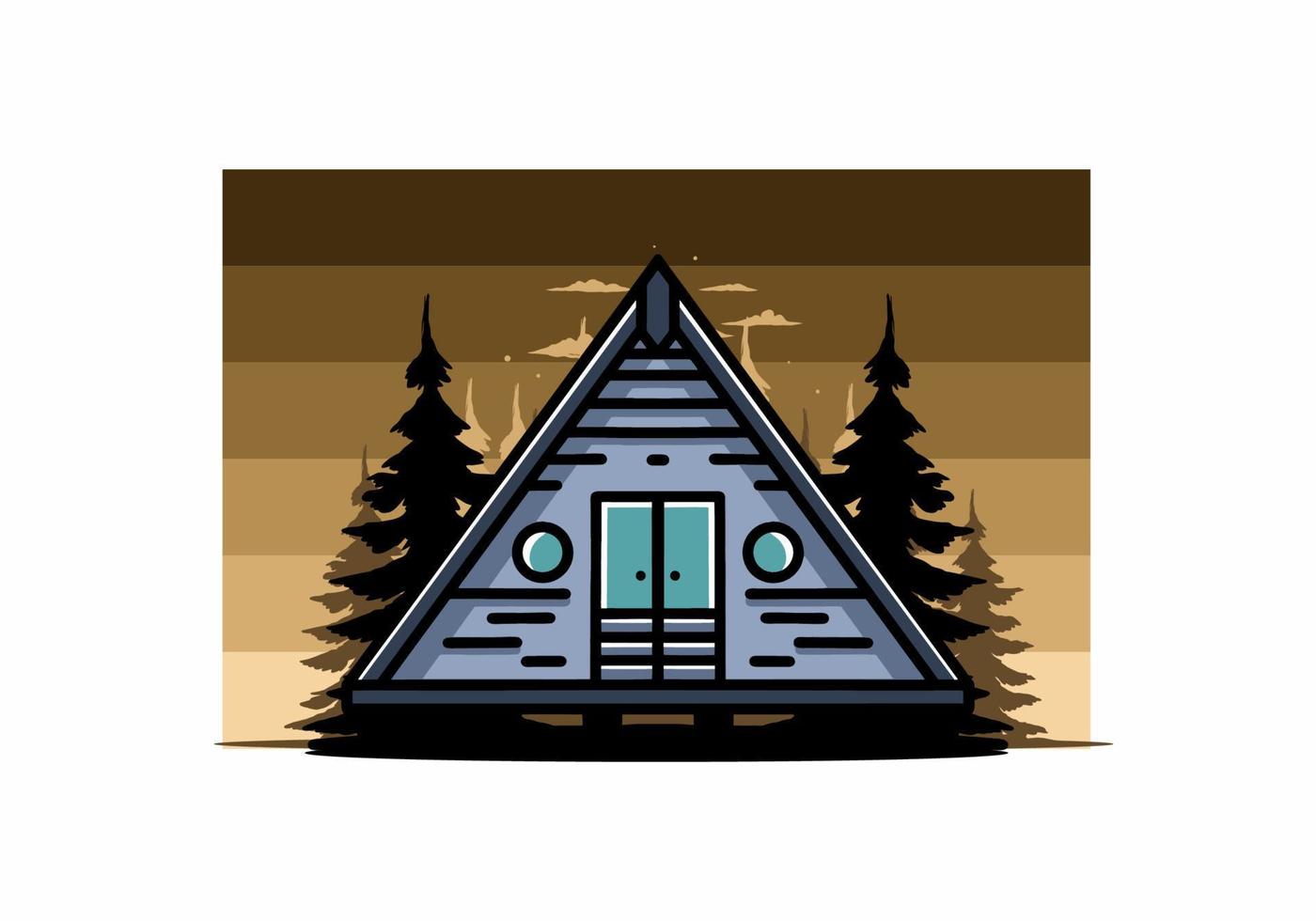 Triangle wood cabin illustration design vector