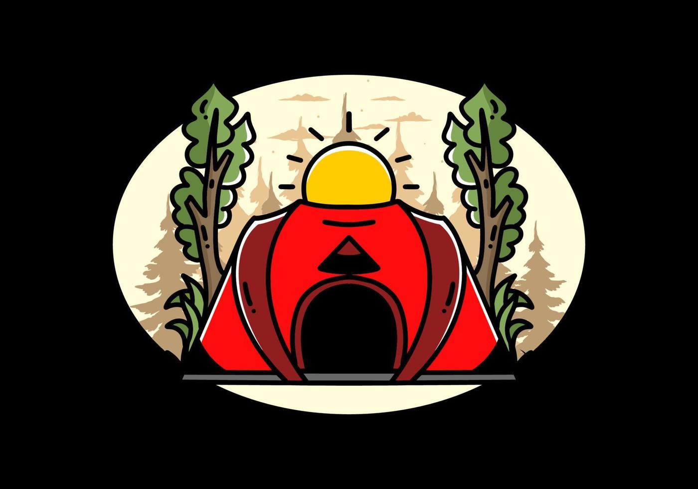 Big pop up tent for camping illustration badge design vector
