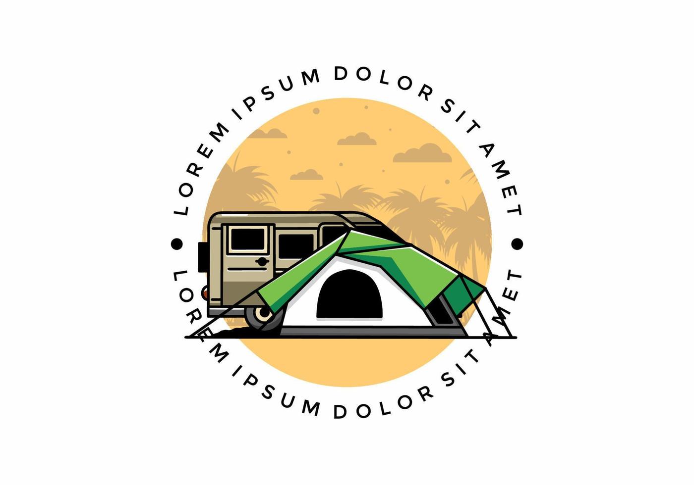 Van car and camping tent illustration design vector