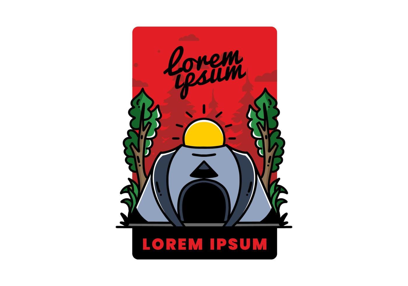 Big pop up tent for camping illustration badge design vector