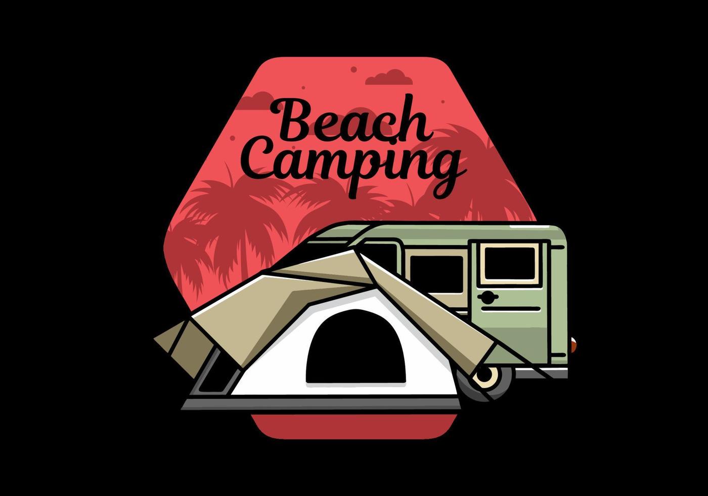 Van car and camping tent illustration design vector