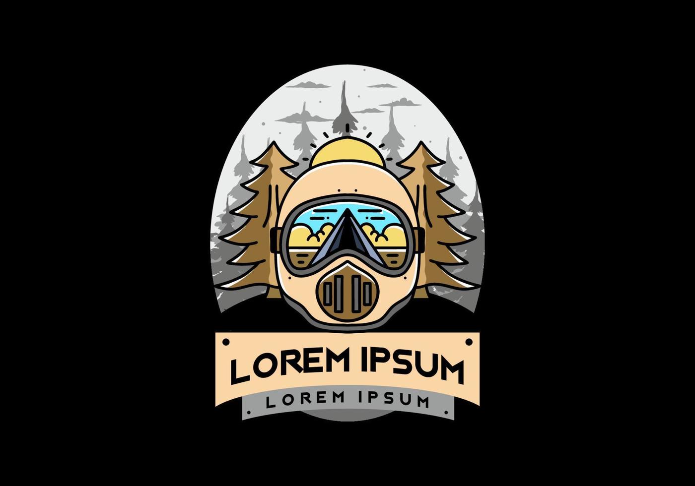 a trail helmet with a pine tree beside vector