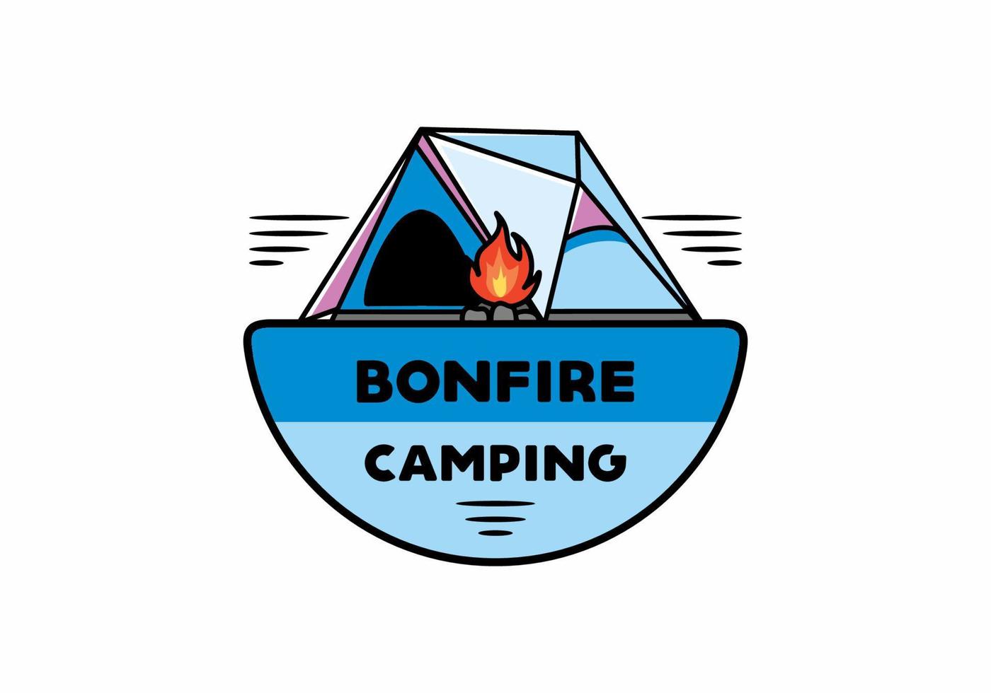 Triangle camping tent and bonfire illustration design vector