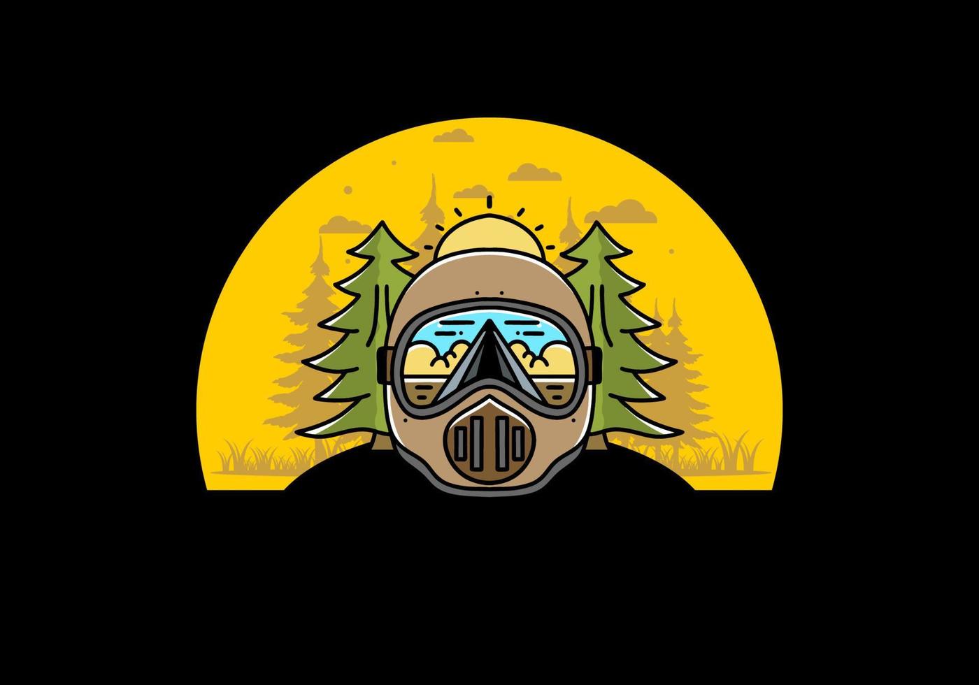 a trail helmet with a pine tree beside vector