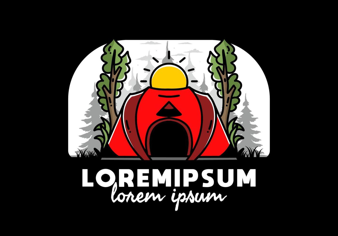 Big pop up tent for camping illustration badge design vector