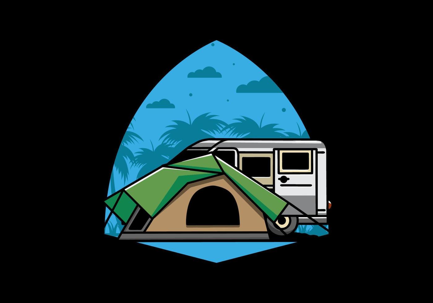 Van car and camping tent illustration design vector