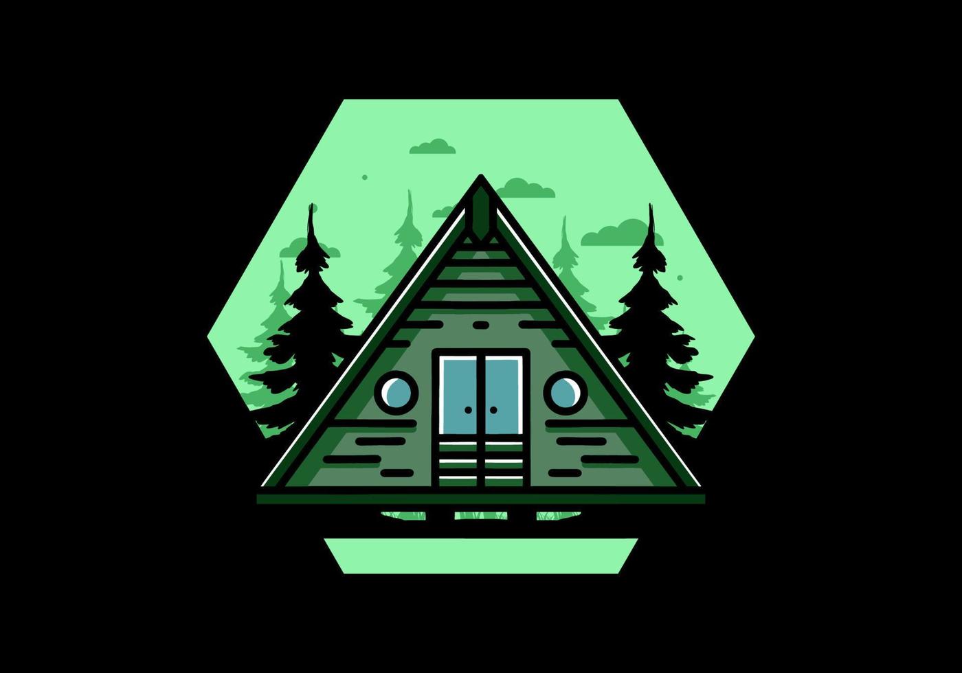 Triangle wood cabin illustration design vector