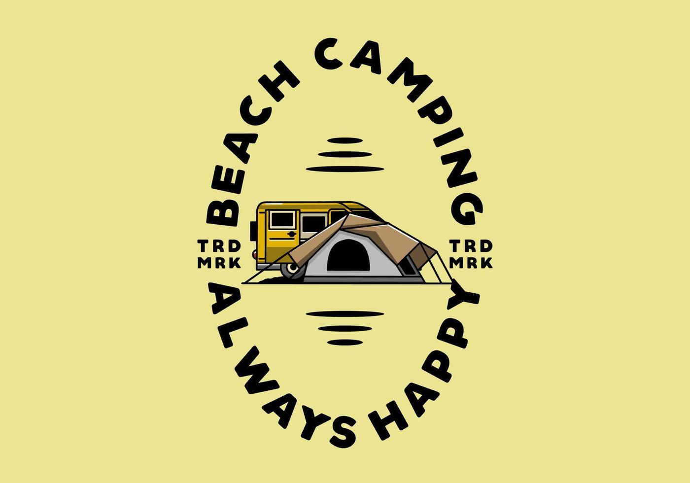 Van car and camping tent illustration design vector