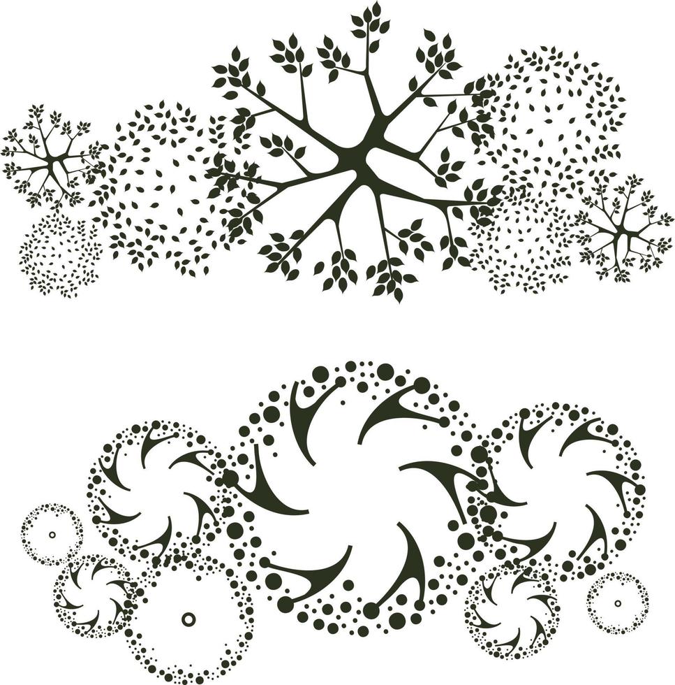 Tree for architectural floor plans. Entourage design. Various trees, bushes, and shrubs, top view for the landscape design plan. vector