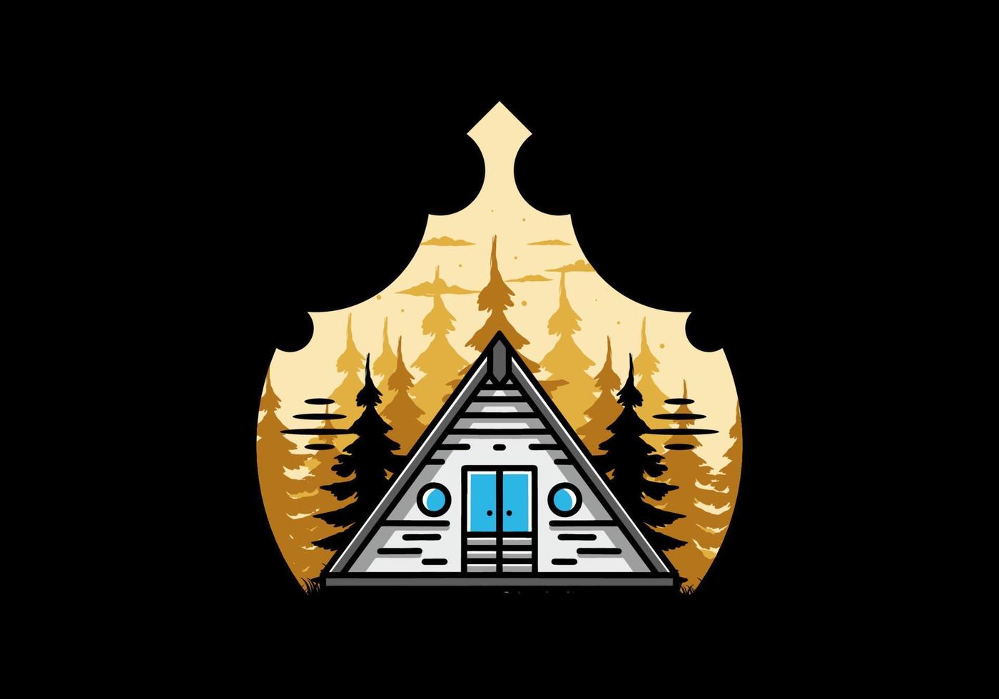 Triangle wood cabin illustration design vector