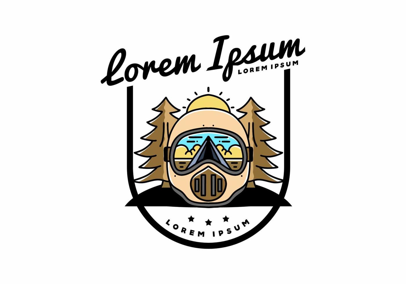 a trail helmet with a pine tree beside vector