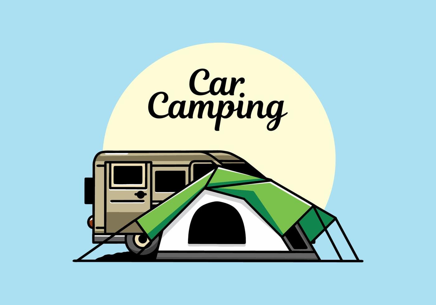 Van car and camping tent illustration design vector