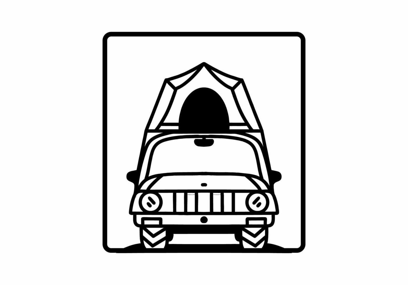 Camping on the roof of car illustration badge design vector