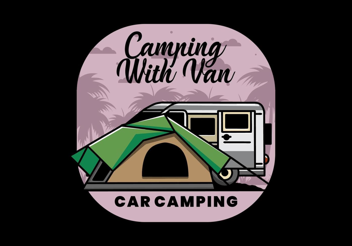 Van car and camping tent illustration design vector