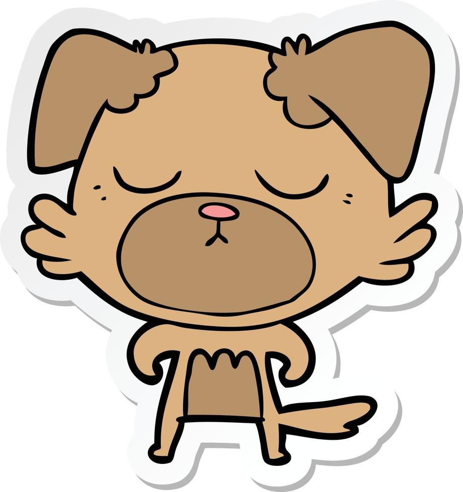 sticker of a cute cartoon dog vector