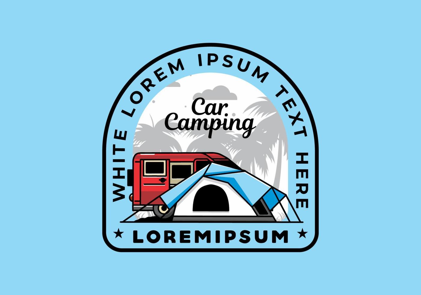 Van car and camping tent illustration design vector