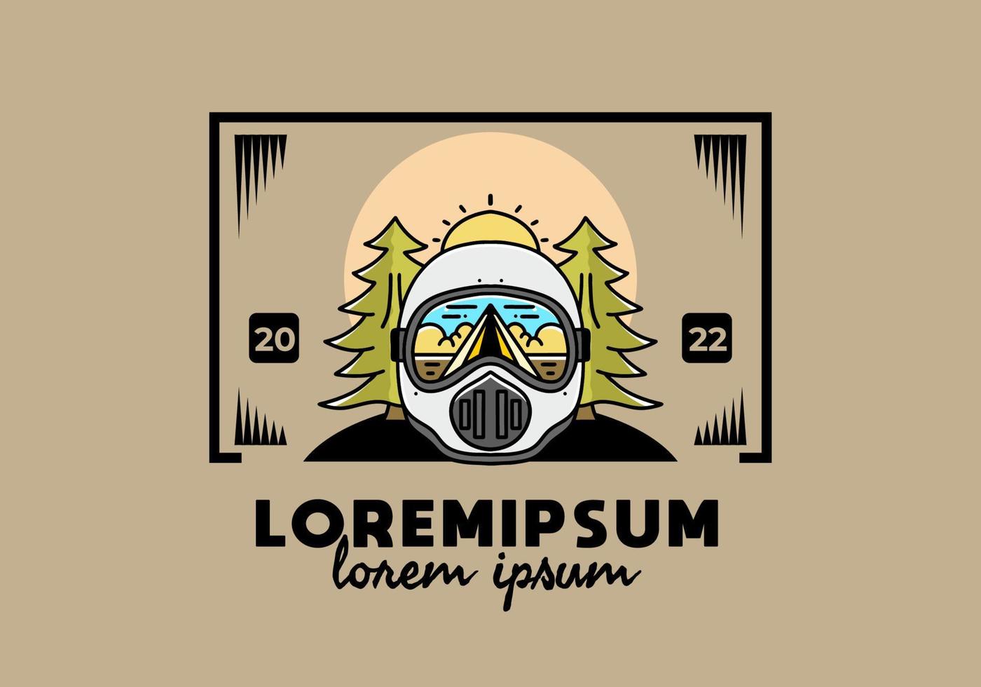 a trail helmet with a pine tree beside vector