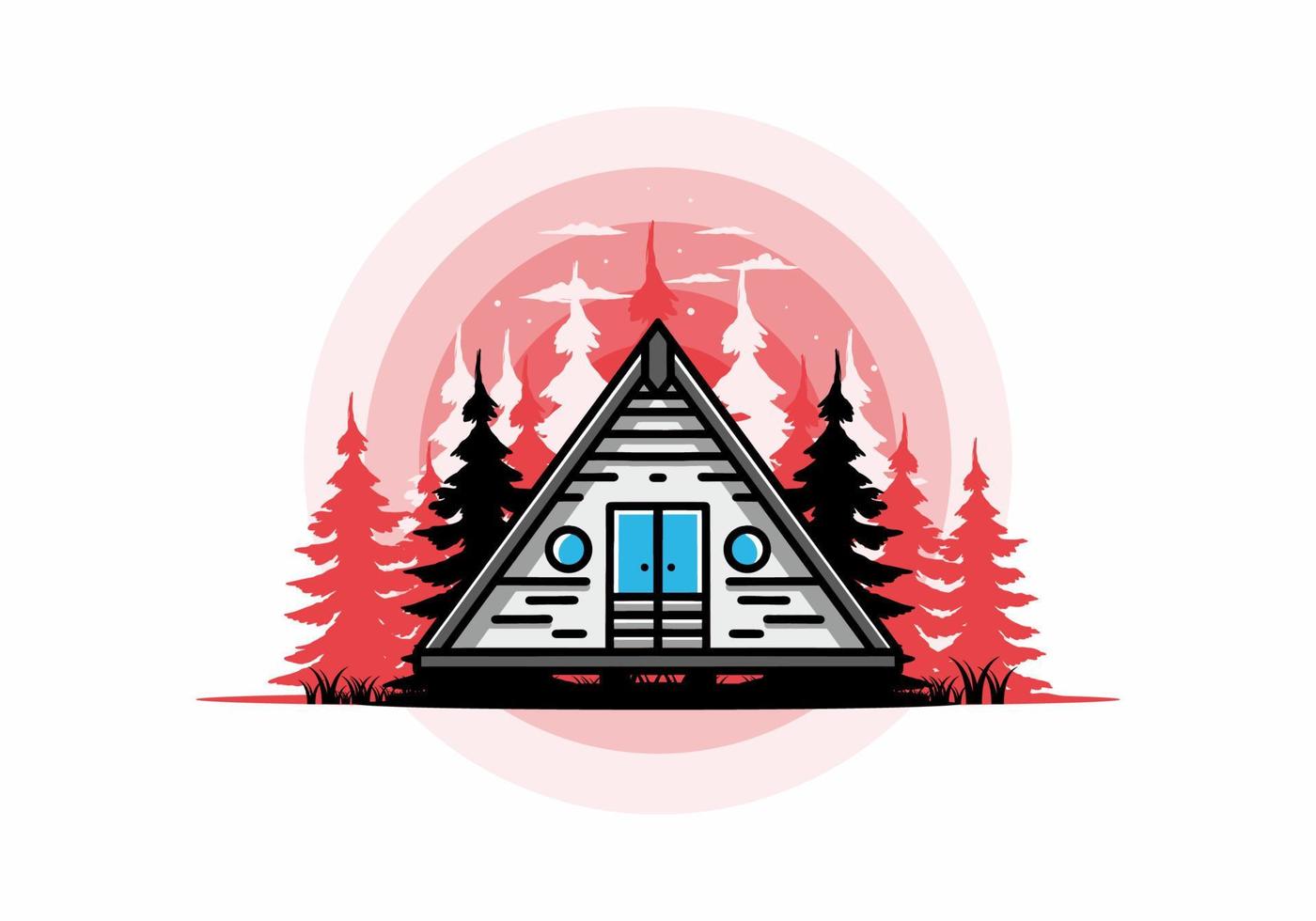 Triangle wood cabin illustration design vector