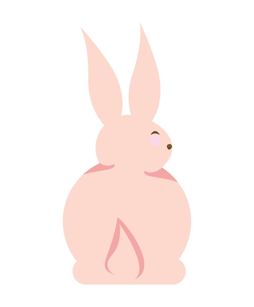 cute pink rabbit back vector