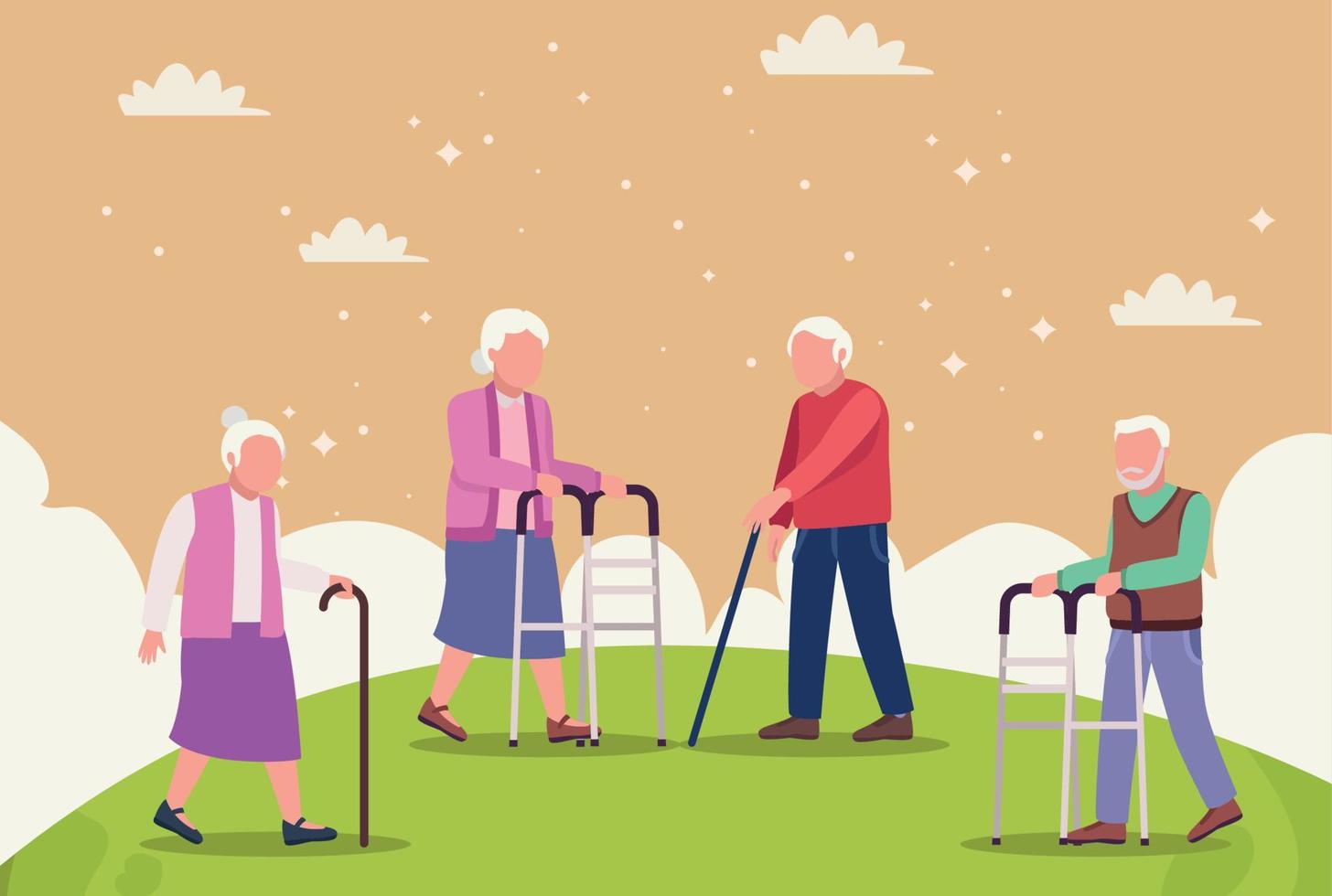 old persons in landscape vector