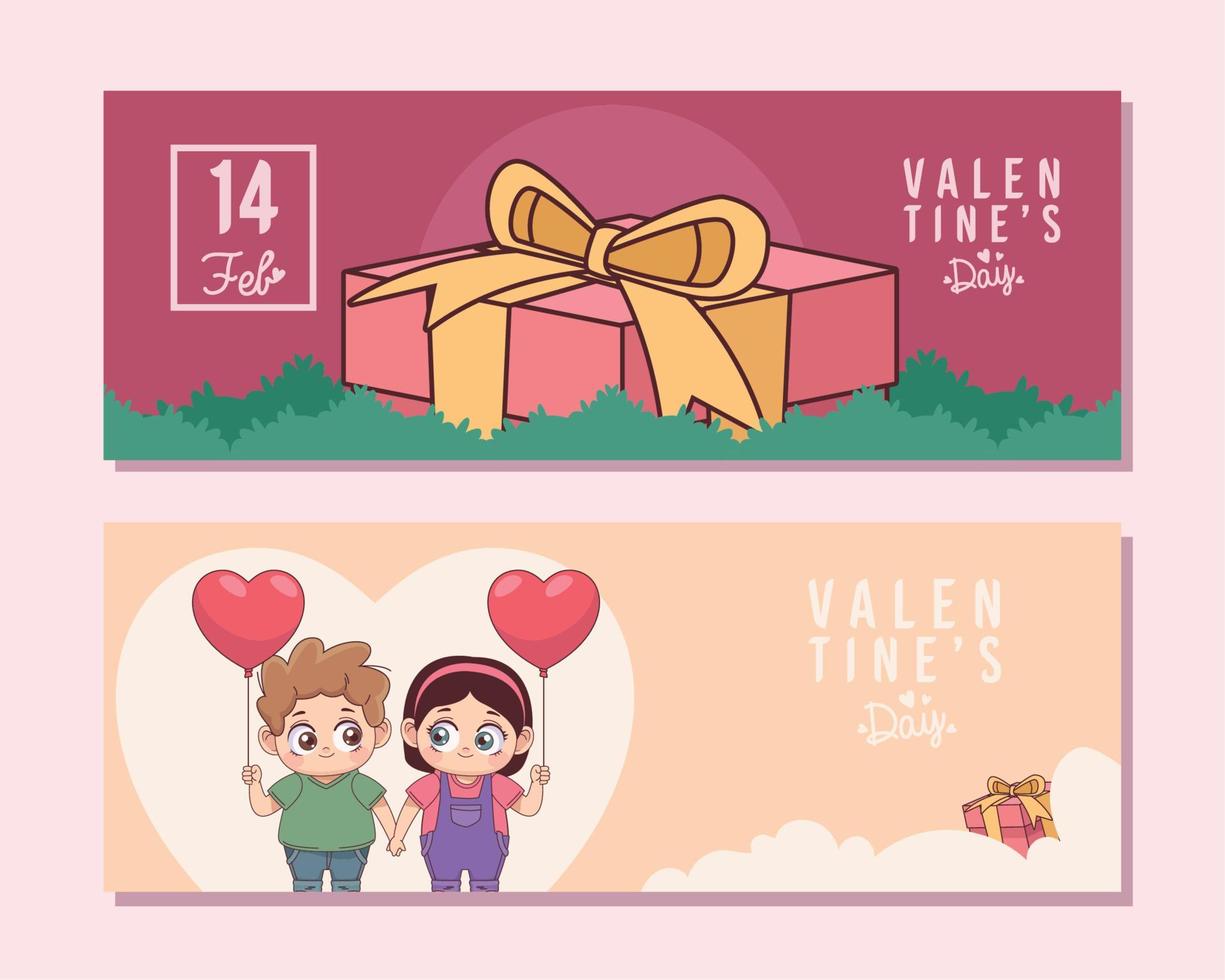 poster of 14 february cards scenes vector