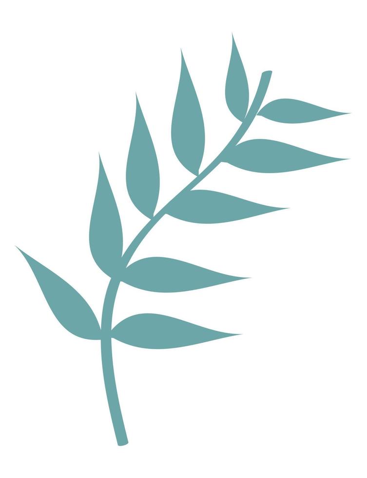 branch with leafs silhouette vector