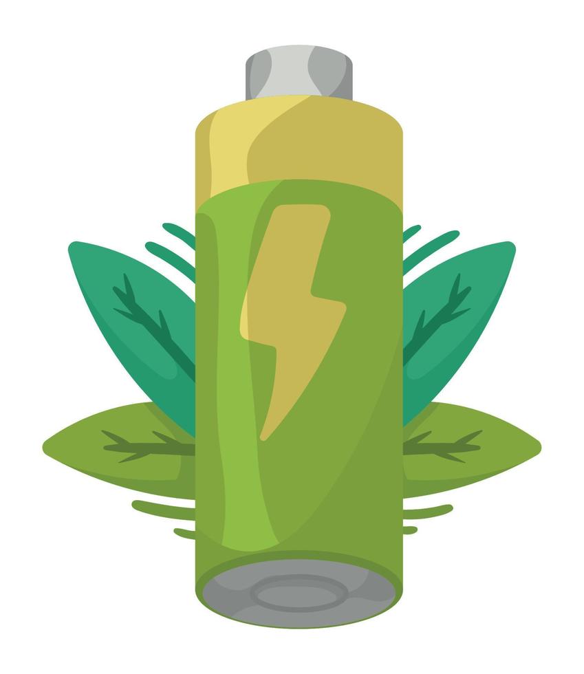 battery green with leafs vector