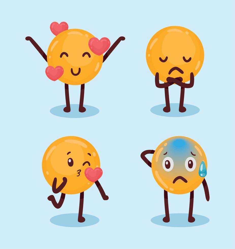 group of emoticons characters vector