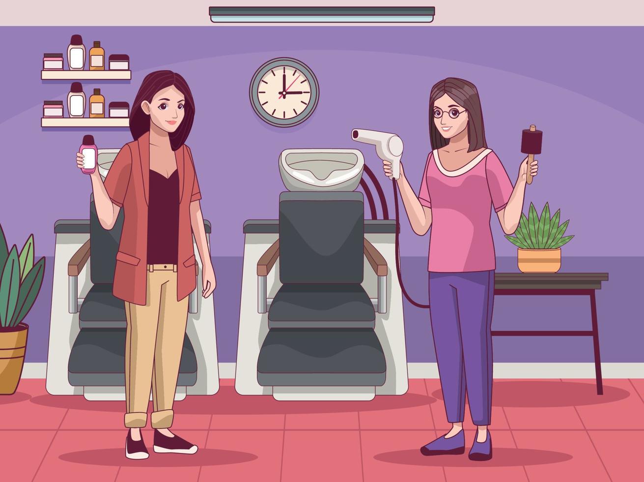 beauty salon and workers vector