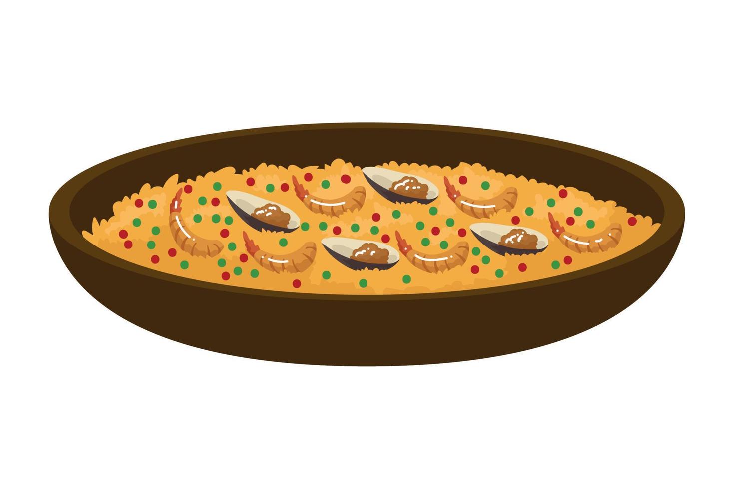 paella spain food vector