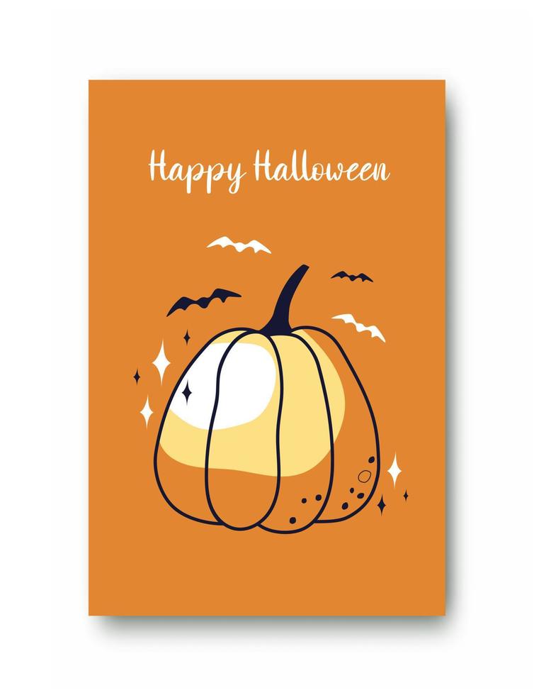 tarjeta de halloween con calabaza. perfecto para afiches, portadas o postales. vector