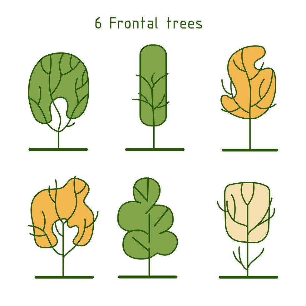 Tree for architectural floor plans. Entourage design. Various trees, bushes, and shrubs, top view for the landscape design plan. vector