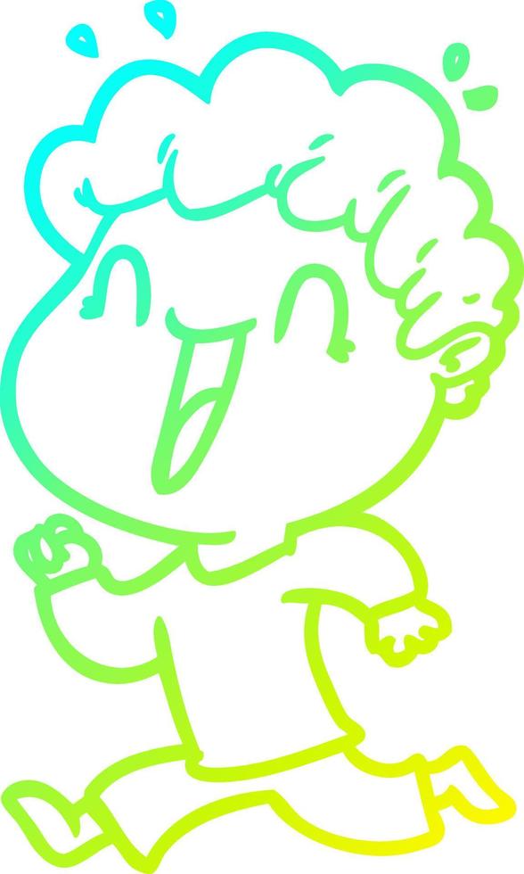 cold gradient line drawing cartoon happy man vector