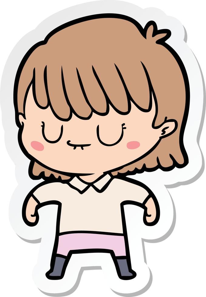 sticker of a cartoon woman vector