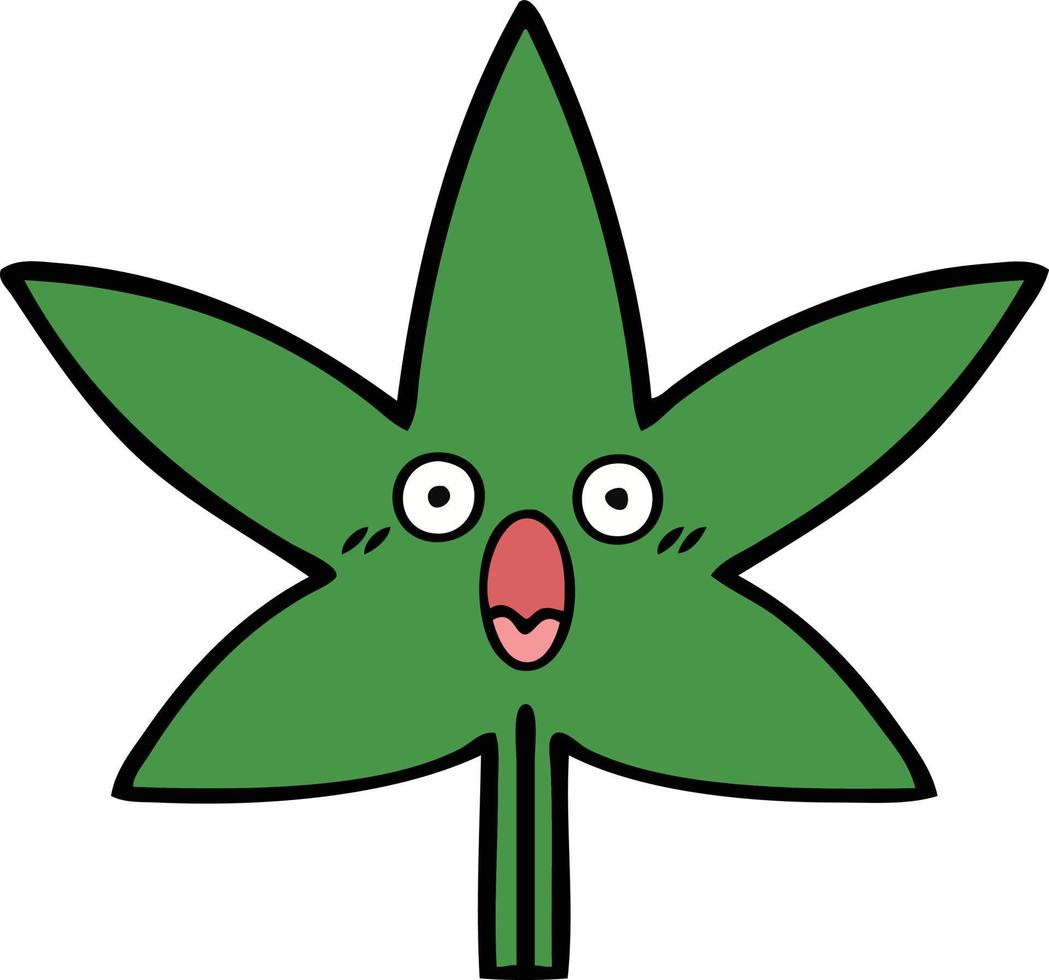 cute cartoon marijuana leaf vector