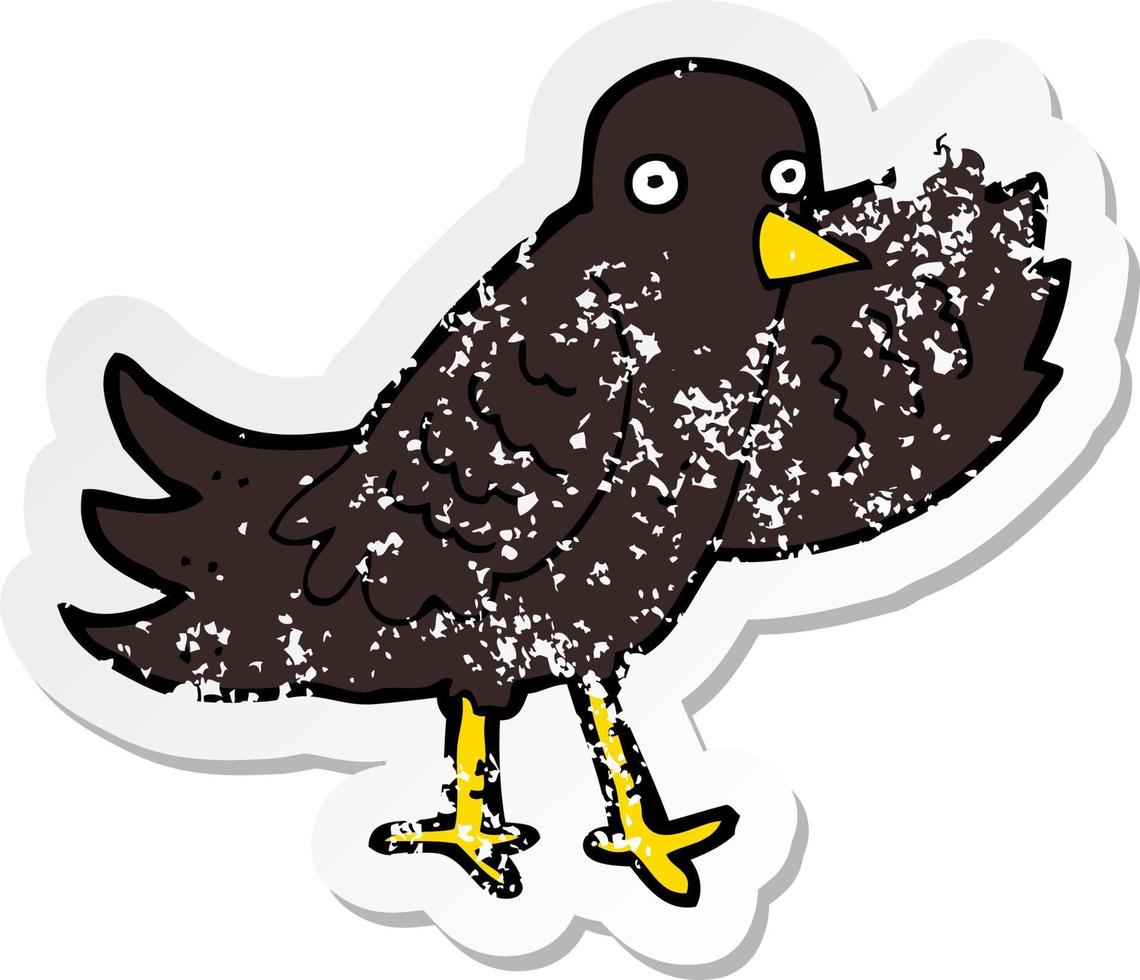 retro distressed sticker of a cartoon waving bird vector
