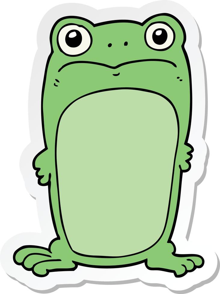 sticker of a cartoon staring frog vector