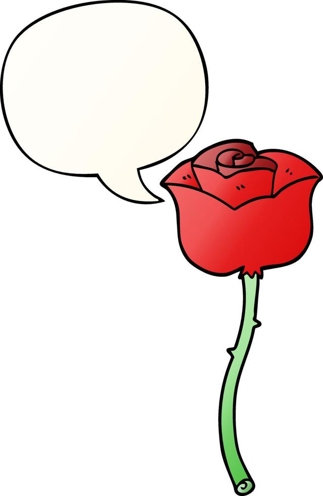 cartoon rose and speech bubble in smooth gradient style vector