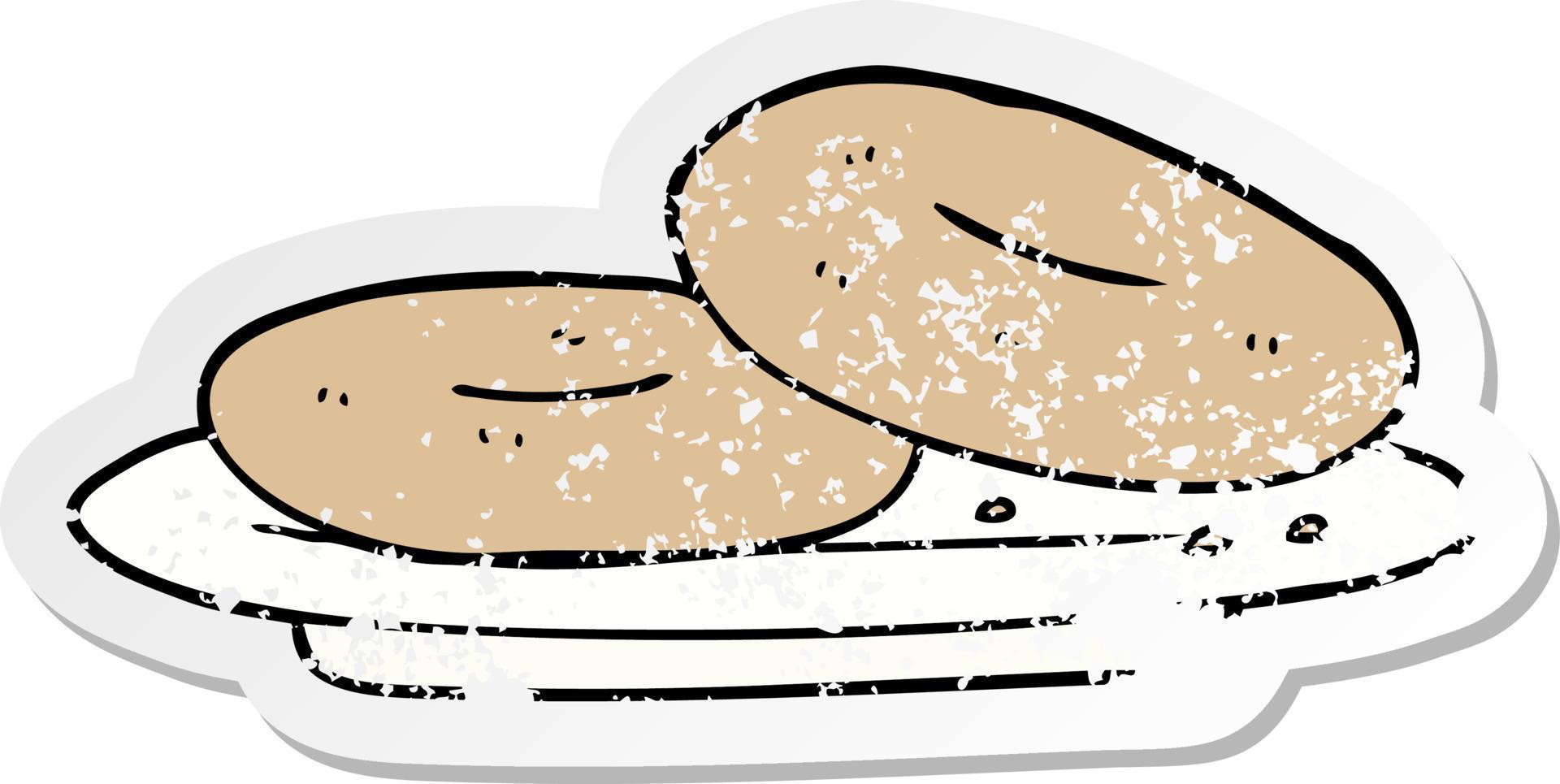 distressed sticker of a cartoon donuts vector