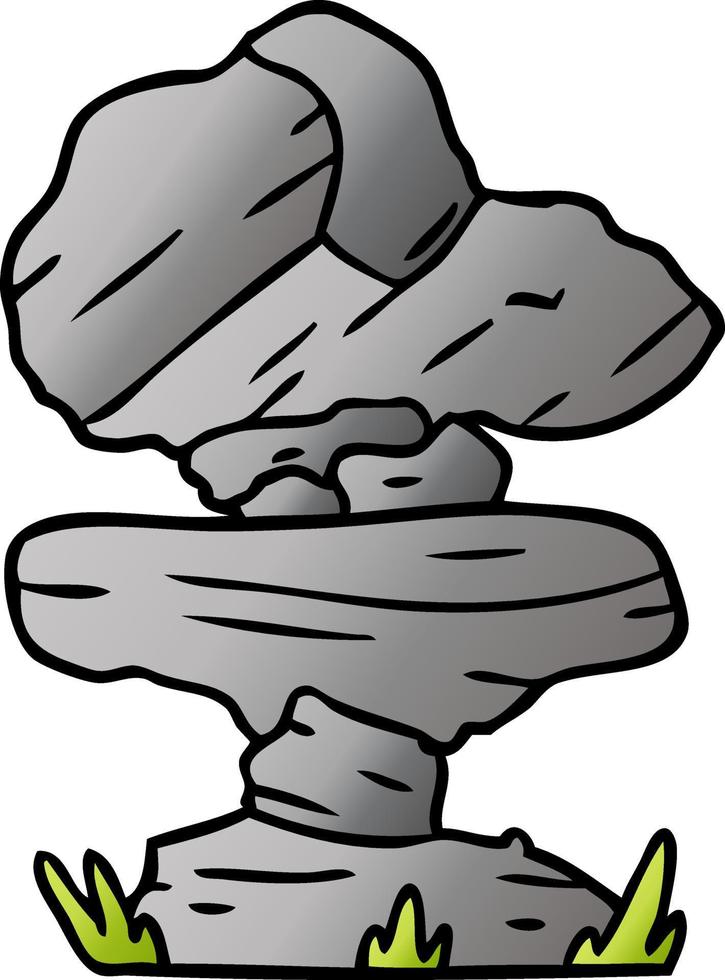 gradient cartoon doodle of grey stone boulders vector