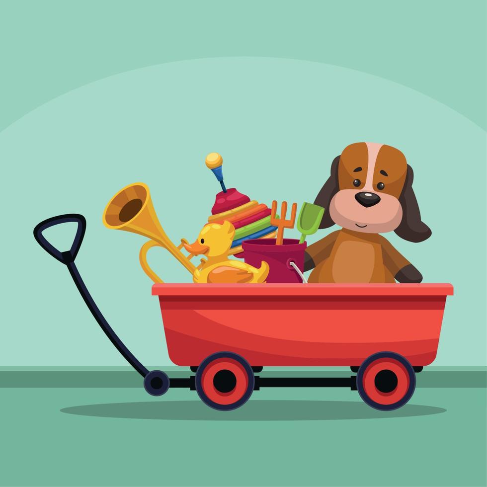 kids toys in pushcart vector