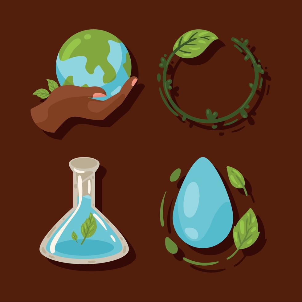 four eco friendly icons vector