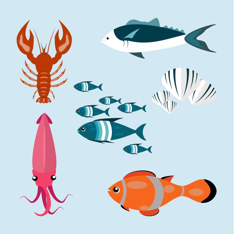 fish illustration set vector