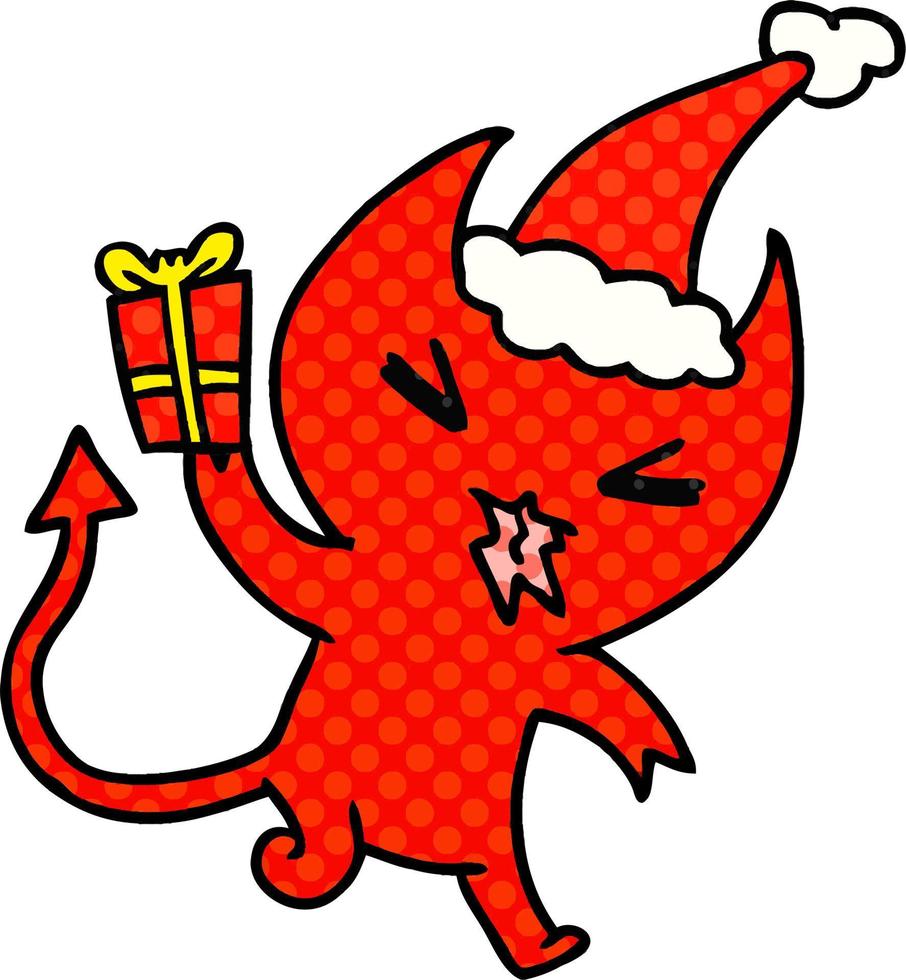 dibujos animados de navidad del diablo kawaii vector