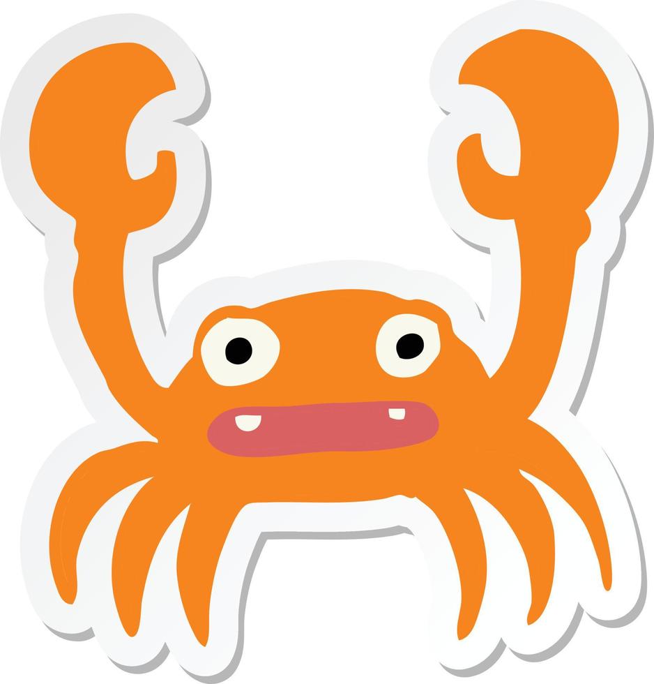 sticker of a cartoon crab vector