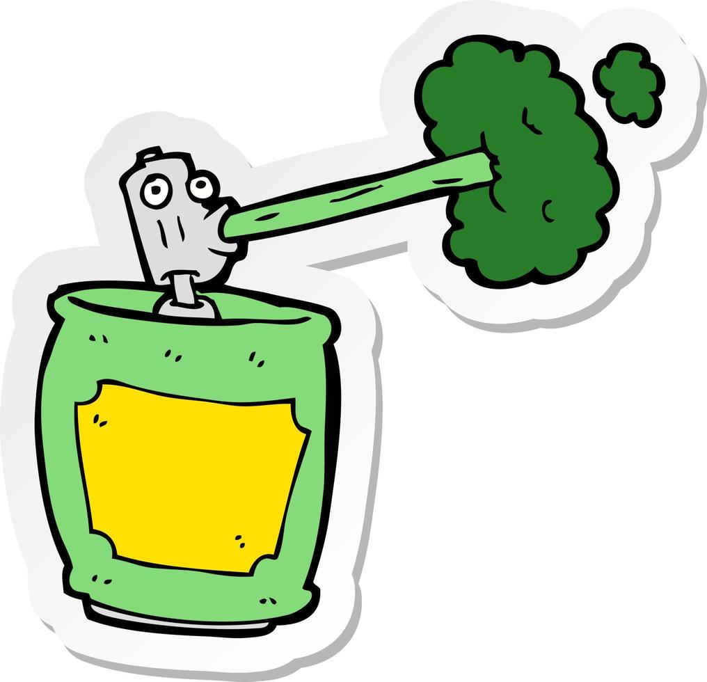 sticker of a cartoon spray can vector