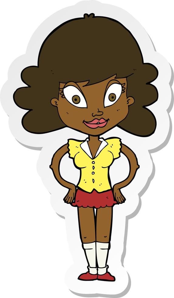 sticker of a cartoon pretty woman vector