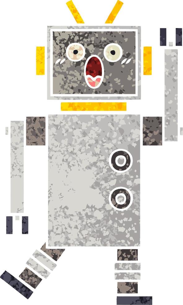 retro illustration style cartoon robot vector