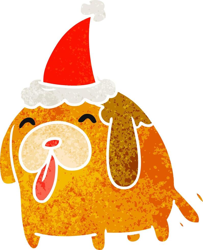 dibujos animados retro de navidad de perro kawaii vector