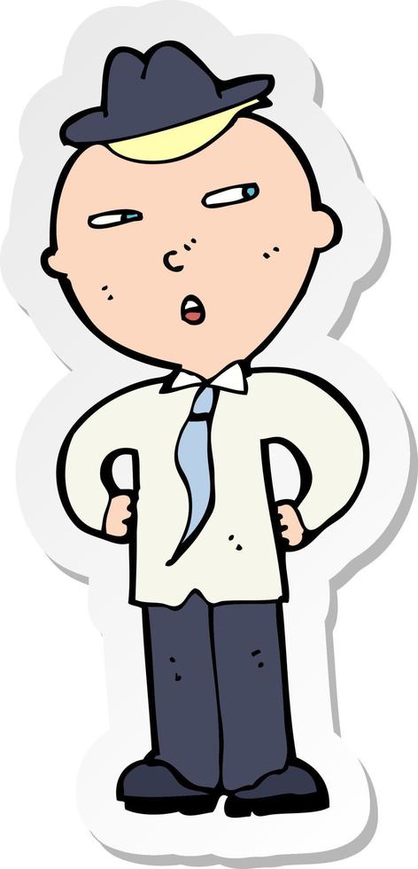 sticker of a cartoon man wearing hat vector